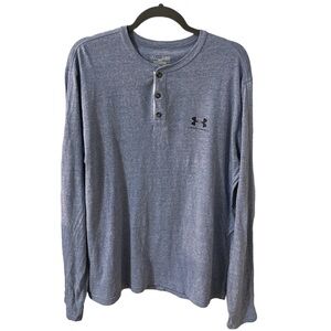 Under armour heathered blue gray loose fit heat gear long sleeve shirt X-Large